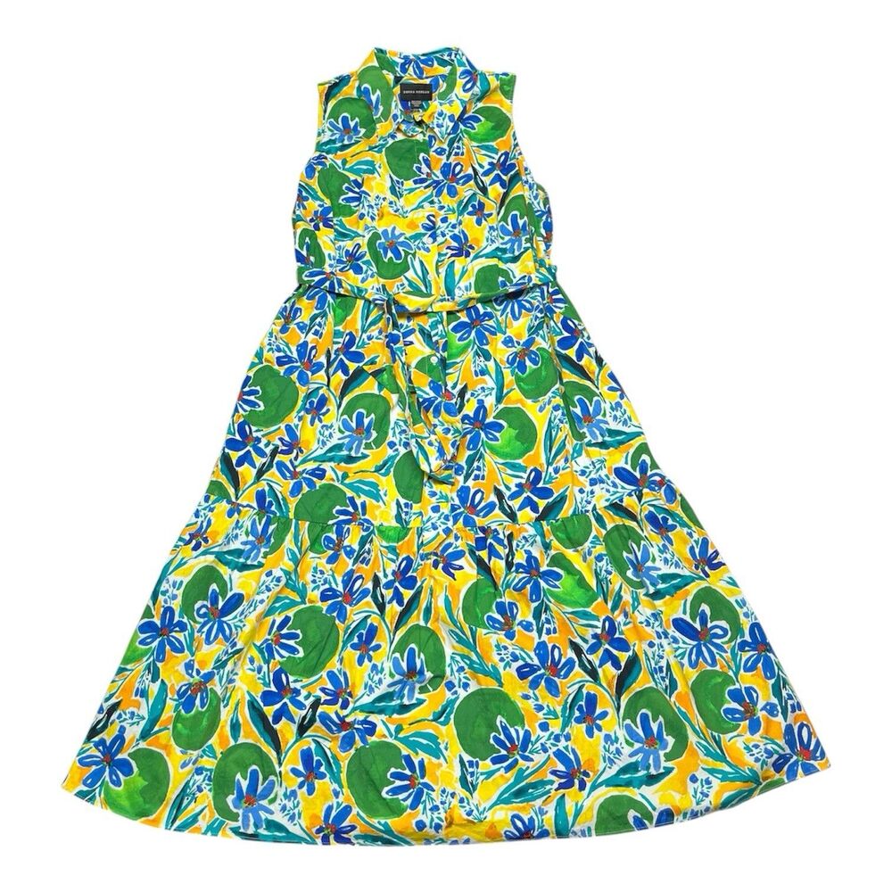 Donna Morgan Floral Sleeveless Maxi Dress Button Up Belted